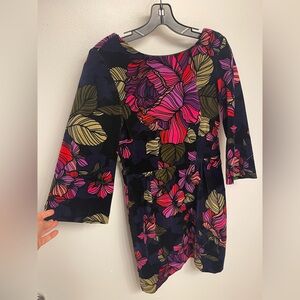 Trina Turk Black and Pink Floral dress above knee